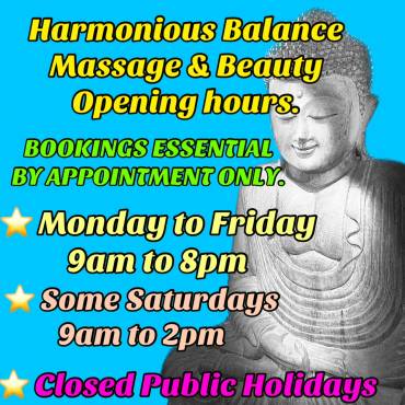 Harmonious Balance Massage – Opening Hours